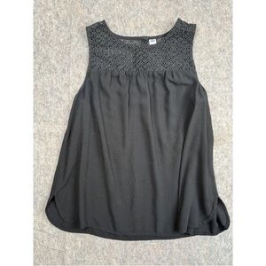 Old Navy Blouse Women's Size Large Black Lace Sleeveless Round Neck Casual Top